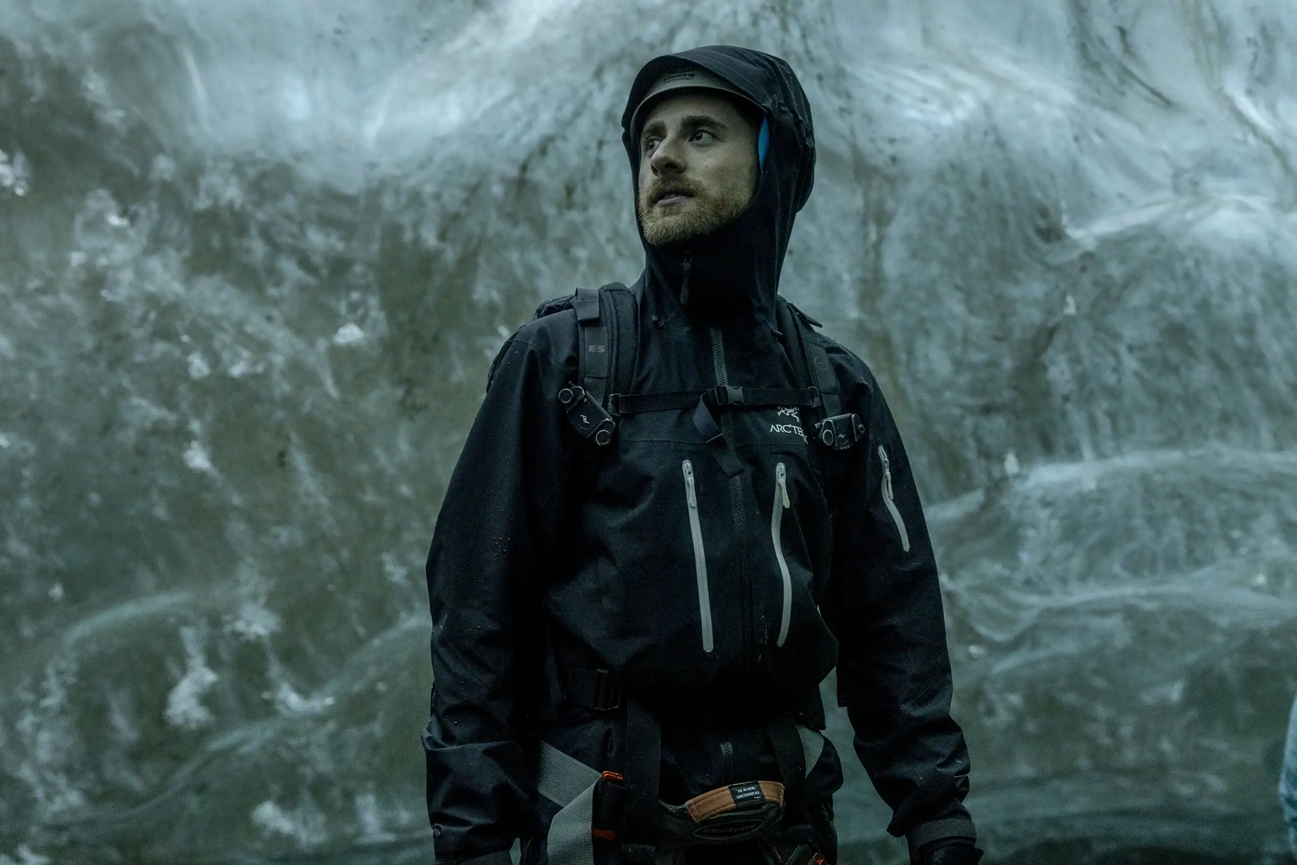 Explorer inside the ice cave