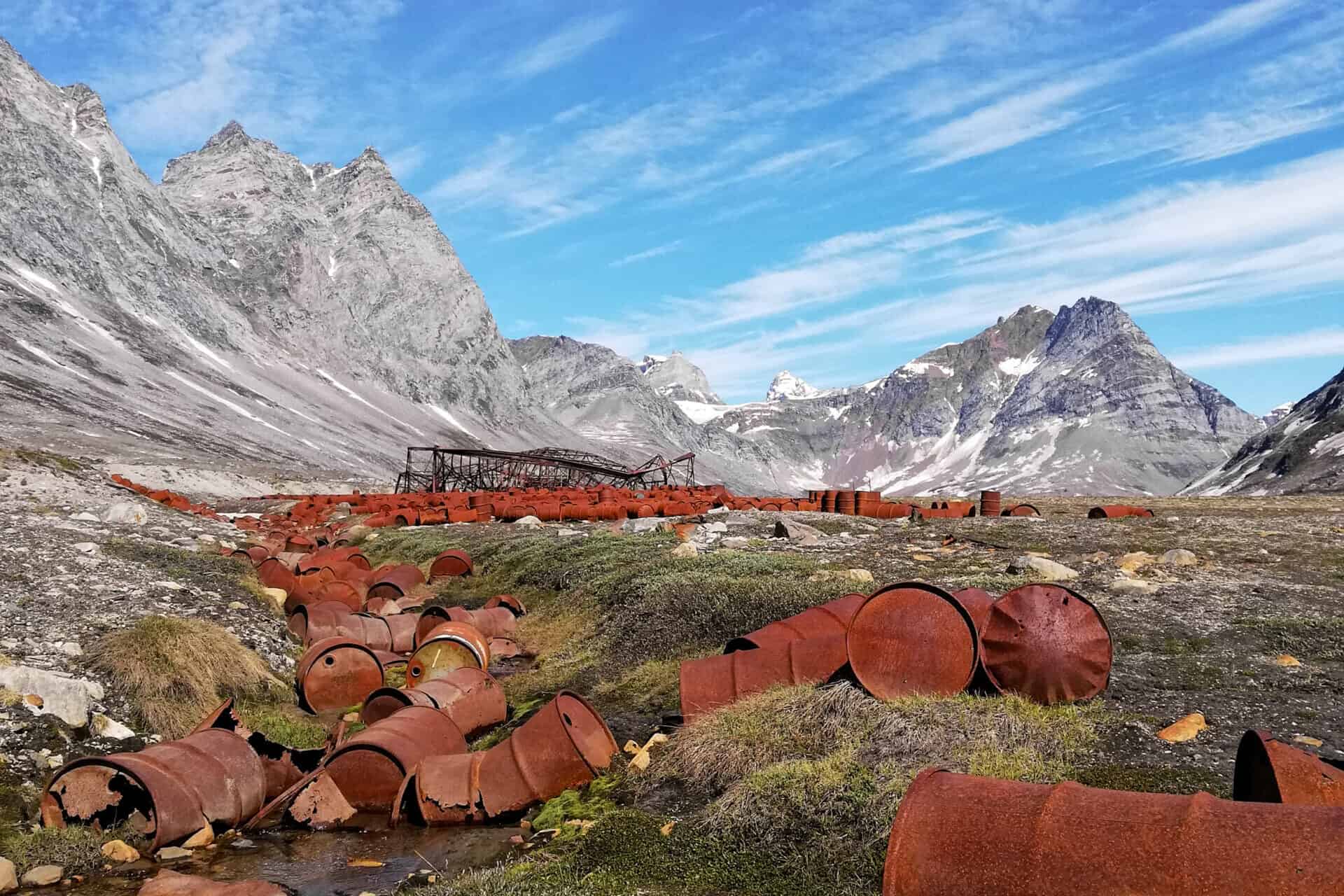 Fuel barrels at the abandoned Ikateq airbase